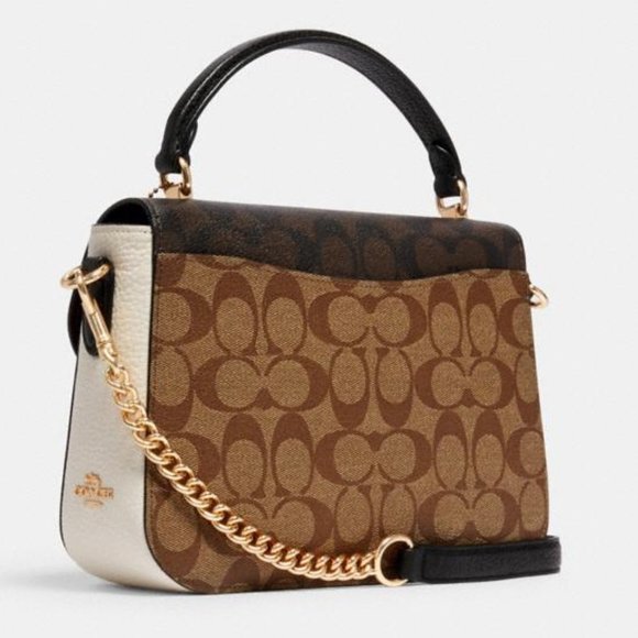 New) Satchel In Blocked Signature Canvas - Picture 3 of 4